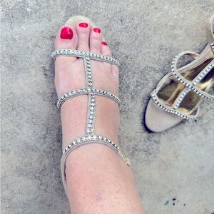 Nina leather gold sparkle sandals with rhinestones